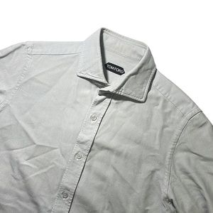 Tom Ford mens 15 38 gray solid cotton luxury dress shirt EUC